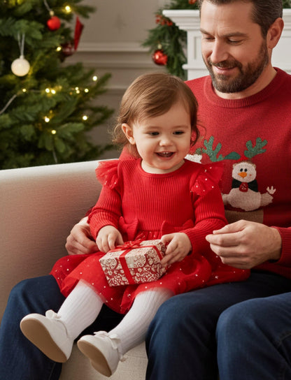 PATPAT Baby Girls' Tulle Dress with Long Sleeves, Tutu for Toddlers, Perfect as a Flower Girl or Christmas Party Birthday Long Sleeve Princess Dress, 3-24 Months