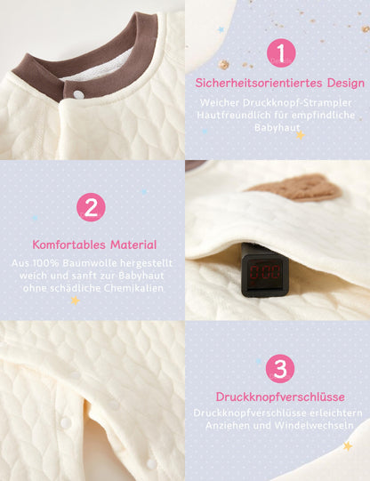 Neugeborener Unisex Strampler, Langarm-Overall, 100 % Baumwolle, weich und bequem, für Babys, Oberbekleidung und Nachtwäsche, geeignet für alle Jahreszeiten