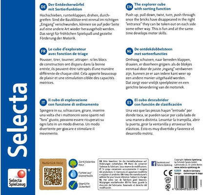 Selecta 62019 Varianto, Sortier-und Steckspiel aus Holz, 10 Monate to 3 Jahre, 15 cm, bunt