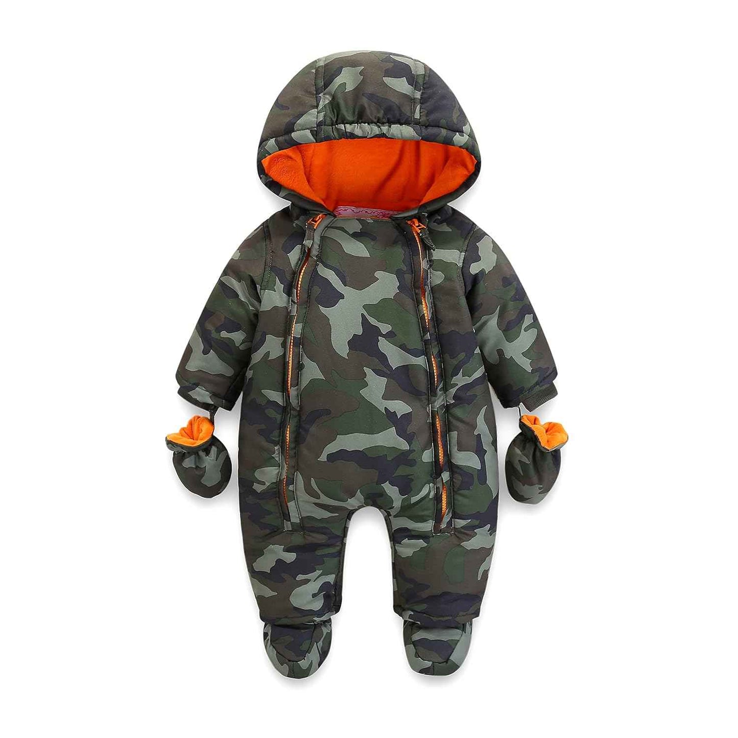 Baby Romper with Hood, Snowsuits with Gloves and Booties, for Toddlers, Fleece Cotton Romper for Toddlers, Boys and Girls, Warm Jumpsuit, Winter Jacket, 6-9 Months