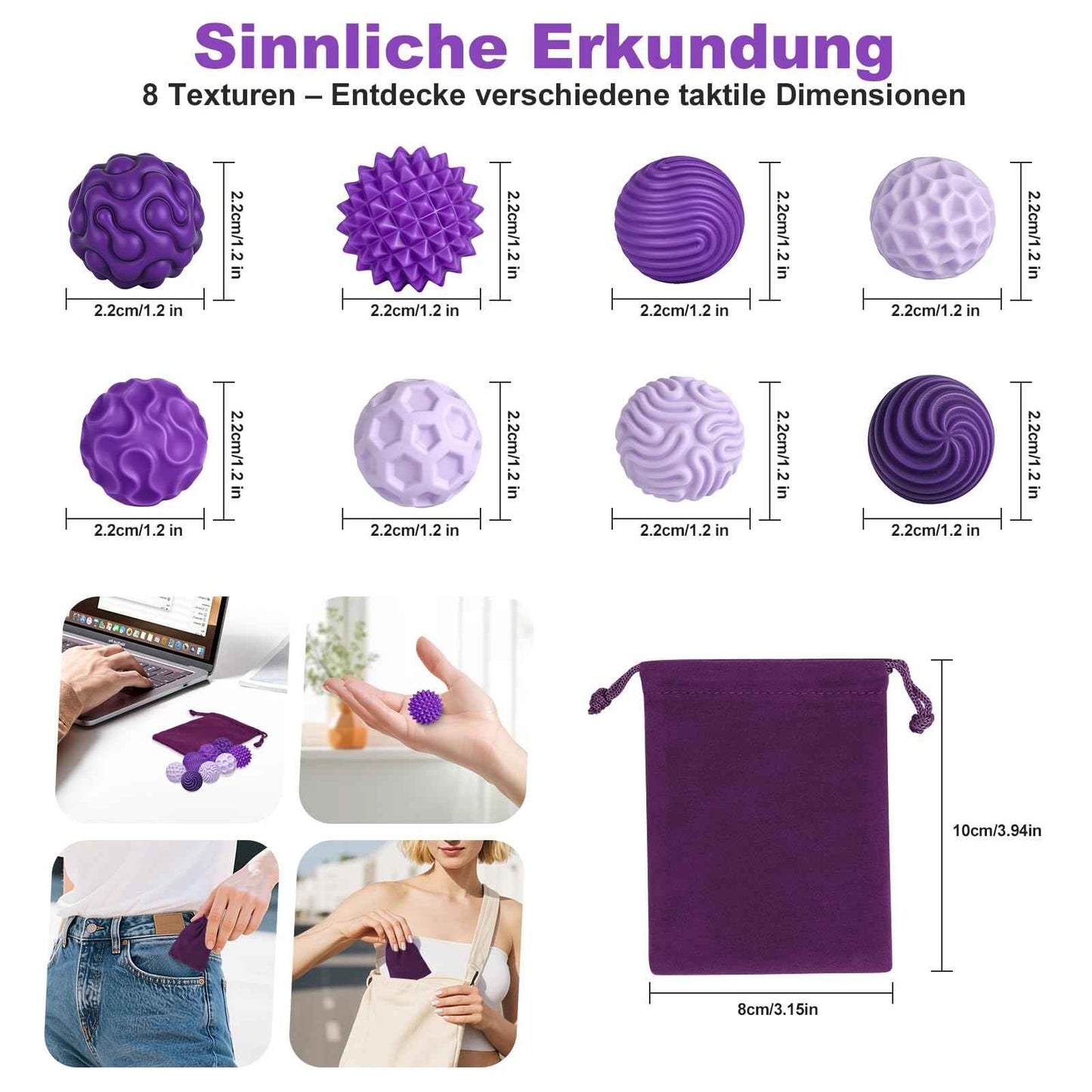 8 Stück Magnetische Fidget Toys, Silikon Magnetkugeln Anti-Stress Bälle, Sensorik Spielzeug für Erwachsene und Kinder, Sensorische Magnetische Kugeln Set, Stressabbau und Entspannung（Rosa）
