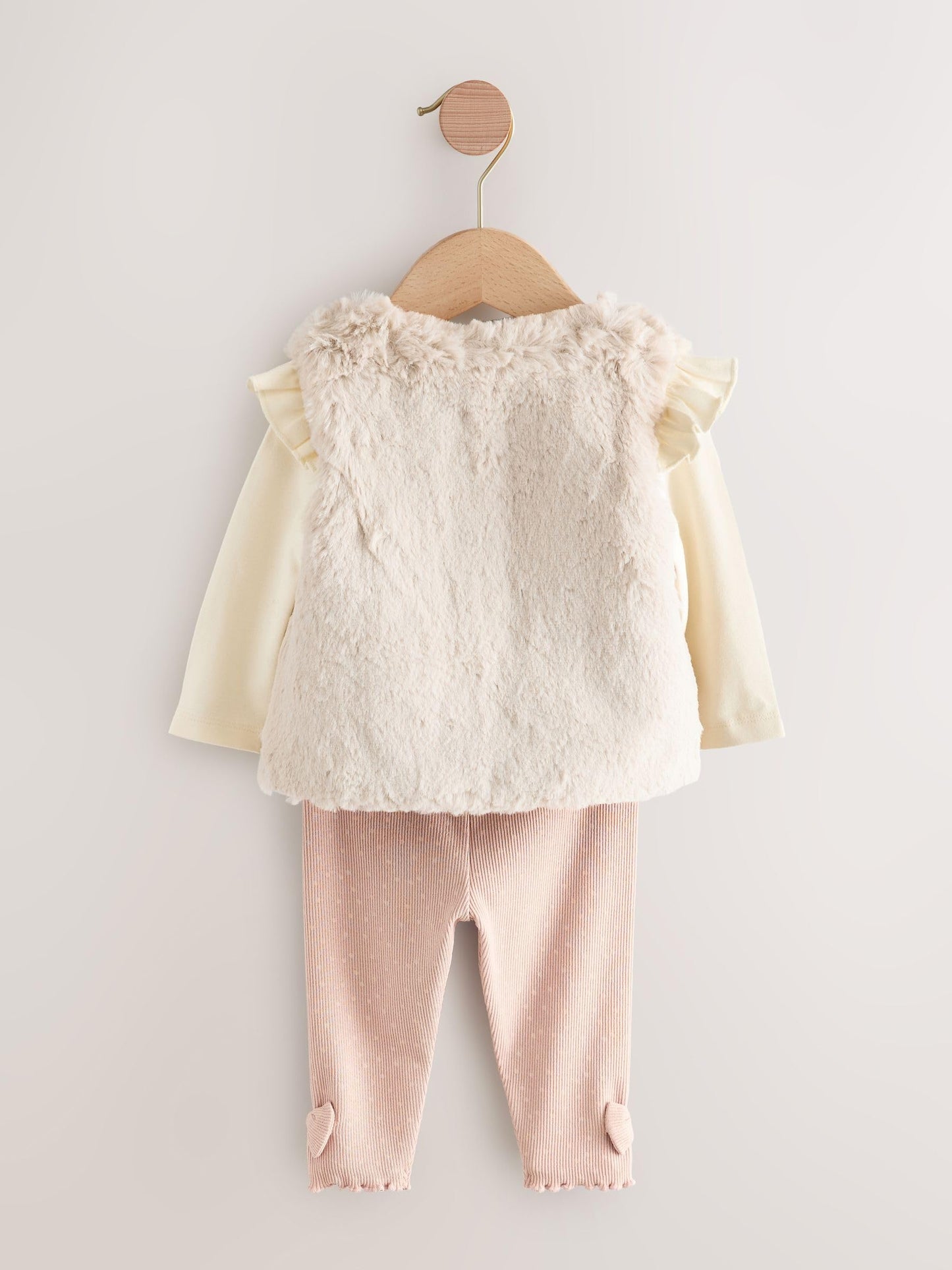 NEXT Baby Mädchen Baby Fellweste, Oberteil und Leggings im 3-teiligen Set