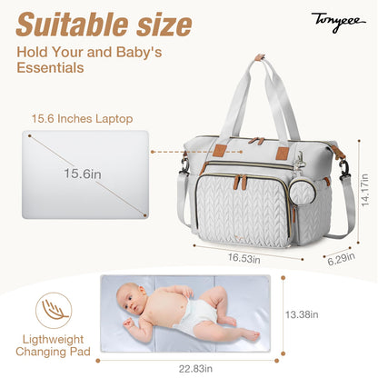 Wickeltasche mit Schnullertasche und Wickelunterlage, Wickelrucksack Multifunktions-Babytasche für Große Reisewindeltasche für Mama und Papa, isolierten Taschen-Dunkelblau