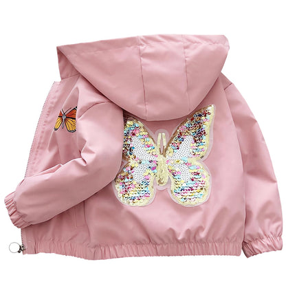 Amur Leopard Mädchen Übergangsjacke mit Kapuze Warm Windjacke Atmungsaktiv Kinder Outdoorjacke für Frühling Herbst