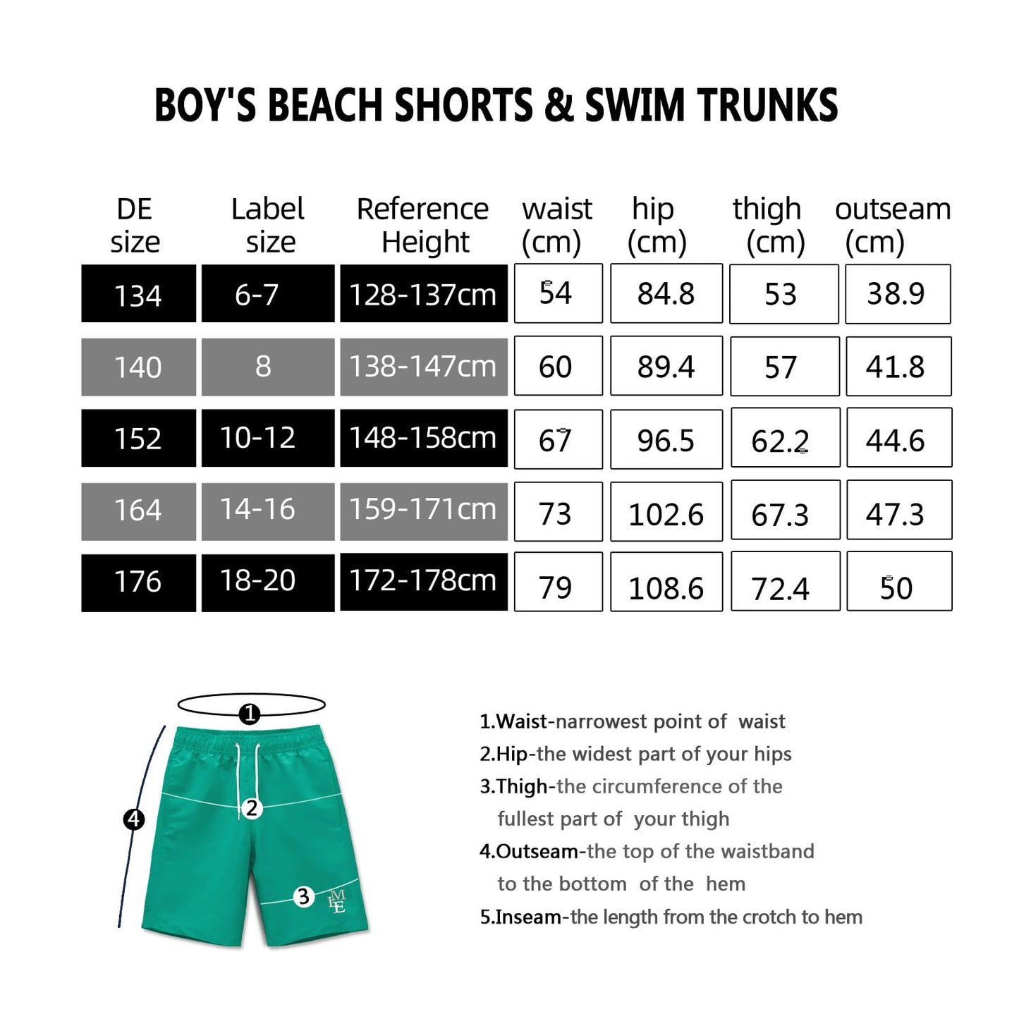 MEILONGER Badehose Jungen Badeshorts Schnelltrocknend Boardshorts mit Netzfutter Taschen und Verstellbarem Tunnelzug