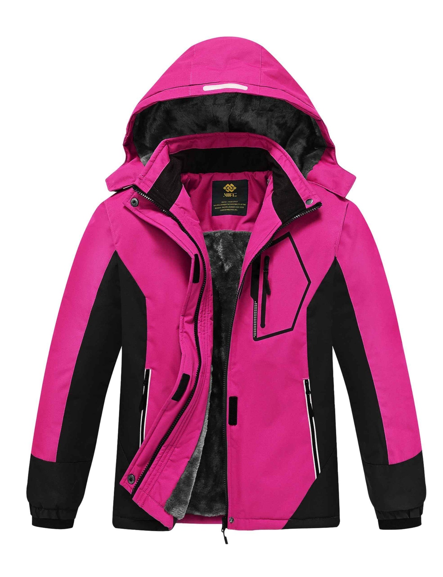 MoFiz Girls' Winter Jacket, Ski Jacket, Children's Softshell Jacket, Fleece Lining, Windproof, Outdoor Jacket with Hood