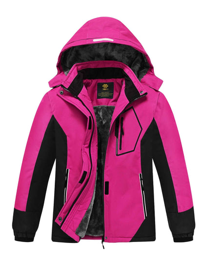 MoFiz Girls' Winter Jacket, Ski Jacket, Children's Softshell Jacket, Fleece Lining, Windproof, Outdoor Jacket with Hood
