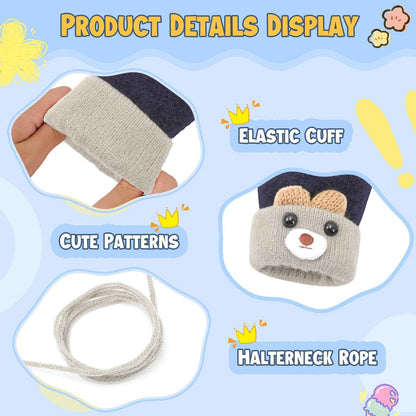 Becellen Fäustlinge Baby, Warme Weiche Kleinkind Strickhandschuhe mit Schlüsselband Niedliche Cartoon-Musterdesign Fäustlinge Baby Doppelt Winter Handschuhe für 0-3 Jahre Jungen Mädchen