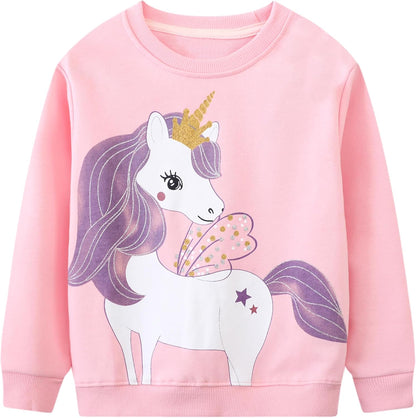 Gumyoss Sweatshirt Mädchen Pullover für Kinder Mädchen Baumwolle Sweater Kleinkind Mädchen Langarm Tops Alter 2-8 Jahre
