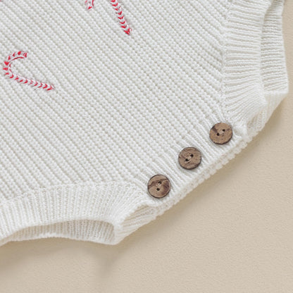 Geagodelia Knitted Christmas Romper Baby Girl Boy Christmas Jumper My First Christmas Newborn Baby Jumper Romper Bodysuit Christmas Jumper