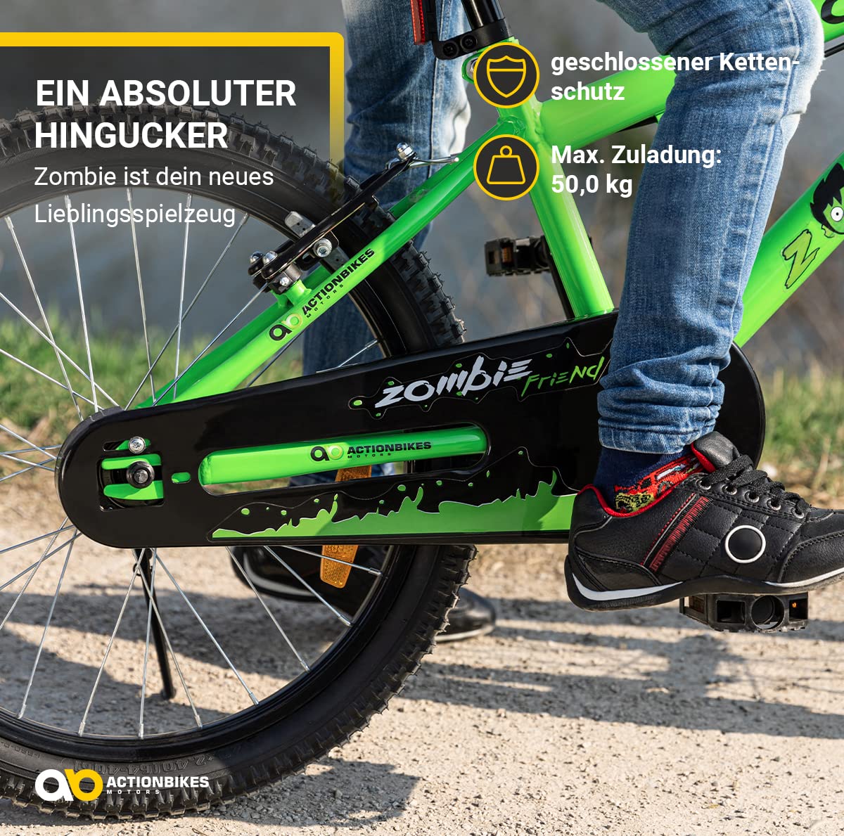 Actionbikes Kinderfahrrad Zombie | 12 16 20 Zoll - V-Brake Bremsen - Fahrrad für Kinder von 2-9 Jahren - Schutzblech v. / h - Kinder Fahrrad für Mädchen & Jungen - Fahrräder - Bicycle - Kinderrad - Meloni2