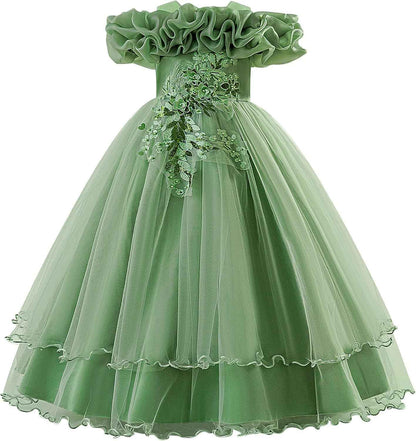 Children's Girls Flower Girl Dresses Embroidered Wedding Bridesmaid Dresses Strapless Princess Dresses Piano Costumes