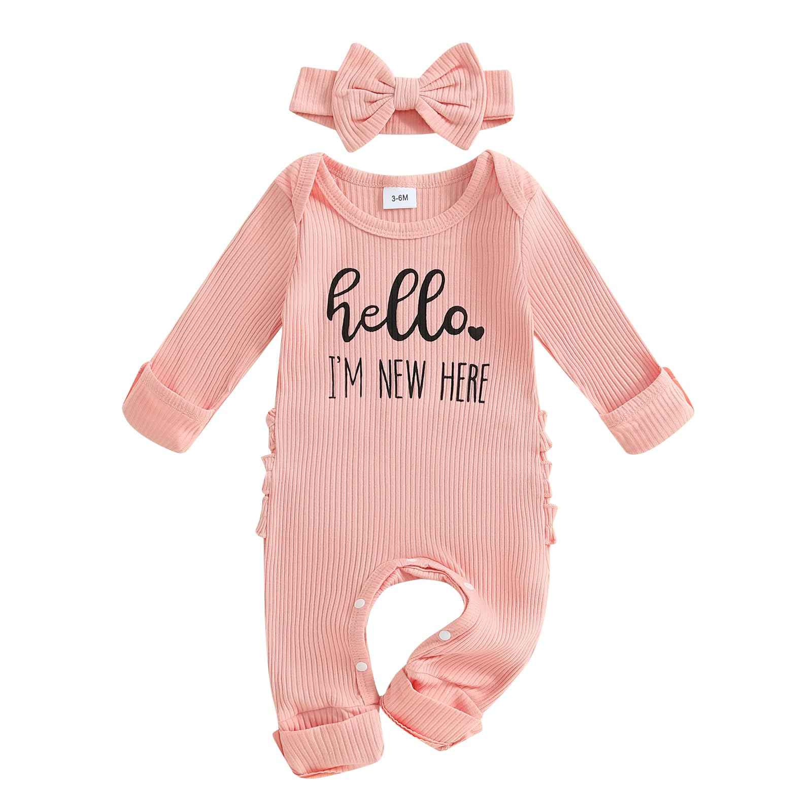 Geagodelia Baby Girl Romper + Headband Newborn Clothing Outfit Jumpsuit Baby Clothes Soft Baby Romper