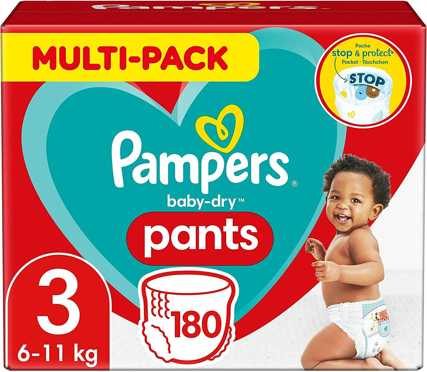 Pampers Baby-Dry Pants Größe 6, 138 Windeln, 13kg-19kg, 360° Passform hilft, Auslaufen zu verhindern