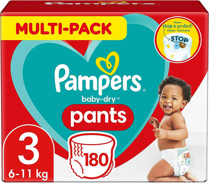 Pampers Baby-Dry Pants Größe 6, 138 Windeln, 13kg-19kg, 360° Passform hilft, Auslaufen zu verhindern