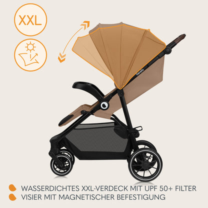 LIONELO Emma Plus Kinderwagen bis zu 15 kg, Kindersportwagen, leicht modern klein Buggy mit Liegeposition, zusammenklappbar, große Räder, großer Korb, Tasche Vivid Turkus