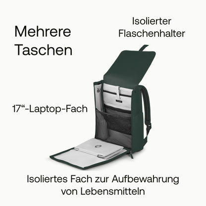 Bugaboo Wickelrucksack, Wasserabweisende Tasche aus nachhaltigem Material, Einfach zu reinigen, mit Wickelunterlage und isolierter Halterung für Flaschen, Midnight Black