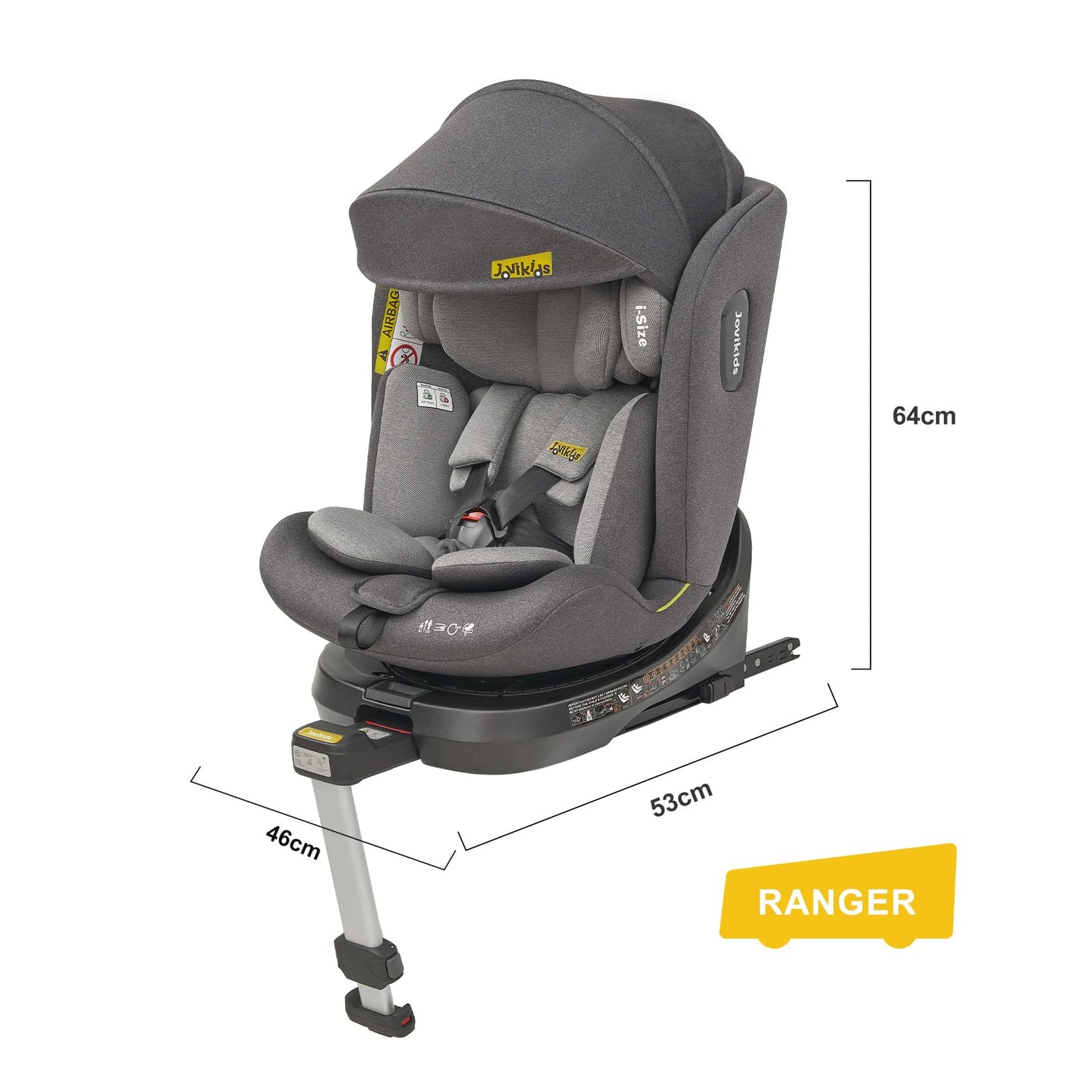 Jovikids 360° Drehbar Kindersitz mit ISOFIX, i-Size 40-150cm(ab Geburt -12 Jahre) Baby Autositz Reboarder mit Liegefunktion & Abnehmbar Vordach, ECE R129 (Rosa) - Meloni2