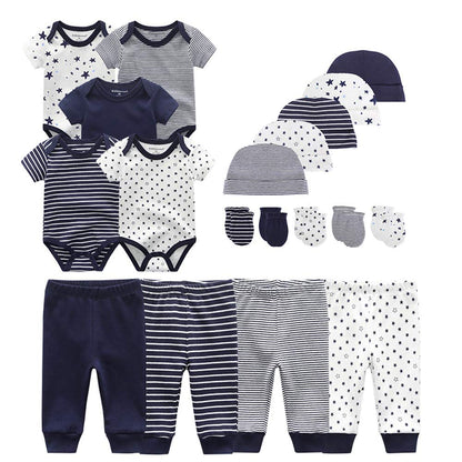 Kiddiezoom Baby-Body, Hose, Kleinkinder, Einteiler, Kleidung, Set, Outfits, für Jungen und Mädchen, Baumwollkappen, Kratzfäustlinge