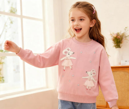 Sweatshirt Mädchen Pullover Kinder Mädchen Baumwolle Langarm Shirt Einhorn Bunny Warm Tops 2-8 Jahre Größe 92 98 104 110 116 122 128