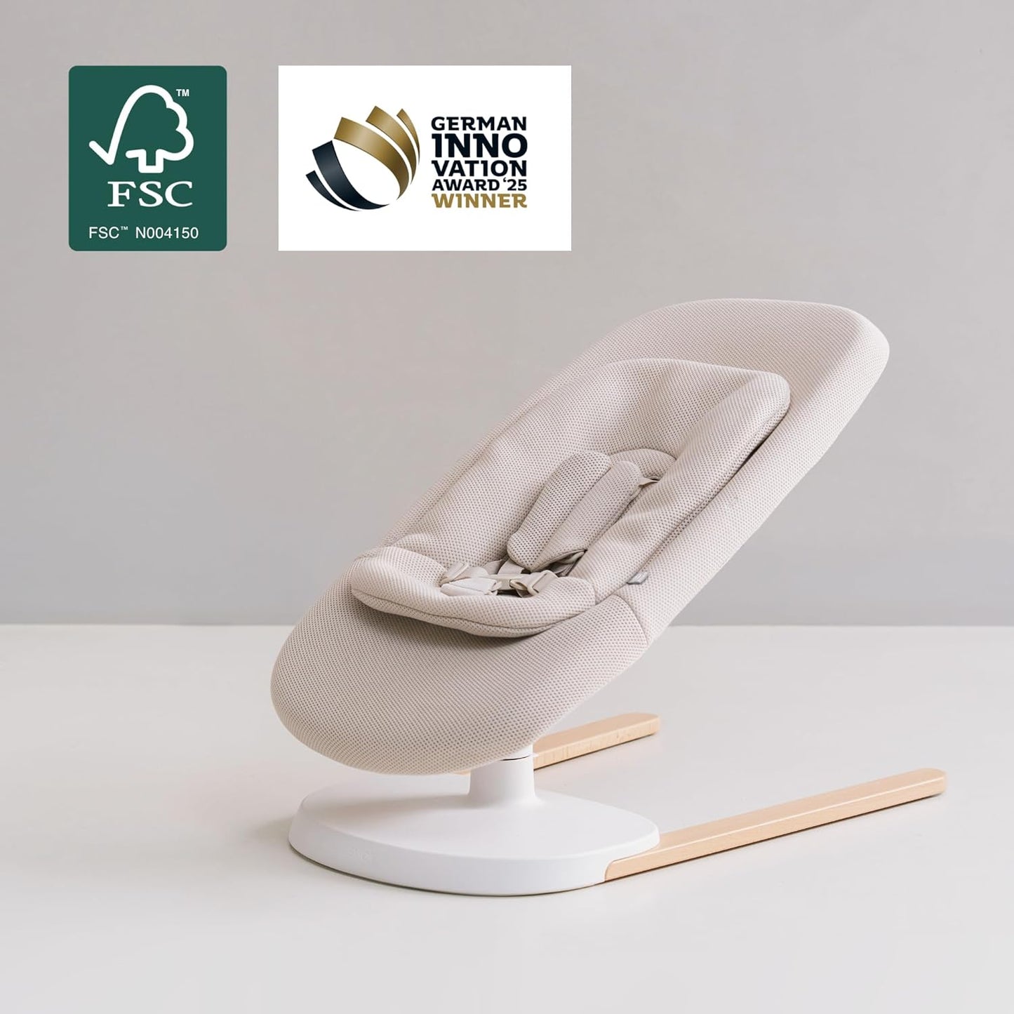 Stokke Yoga Baby Rocker & Swing, Light Sand - 2 Directions of Movement for Soothing & Stimulation of Babies up to 11 kg - With Newborn Pillow for Head Support - 3 Adjustable Positions