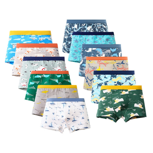 HAGOT 12er Pack Jungen Boxershorts aus Baumwolle Unterhosen， Jungen Unterhosen Baumwolle Boxershorts