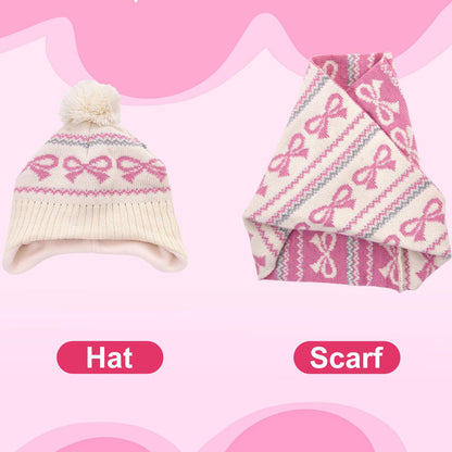 Winter Hat Girls Kids Beanie Earflap Pompom Baby Knitted Hat Girls 