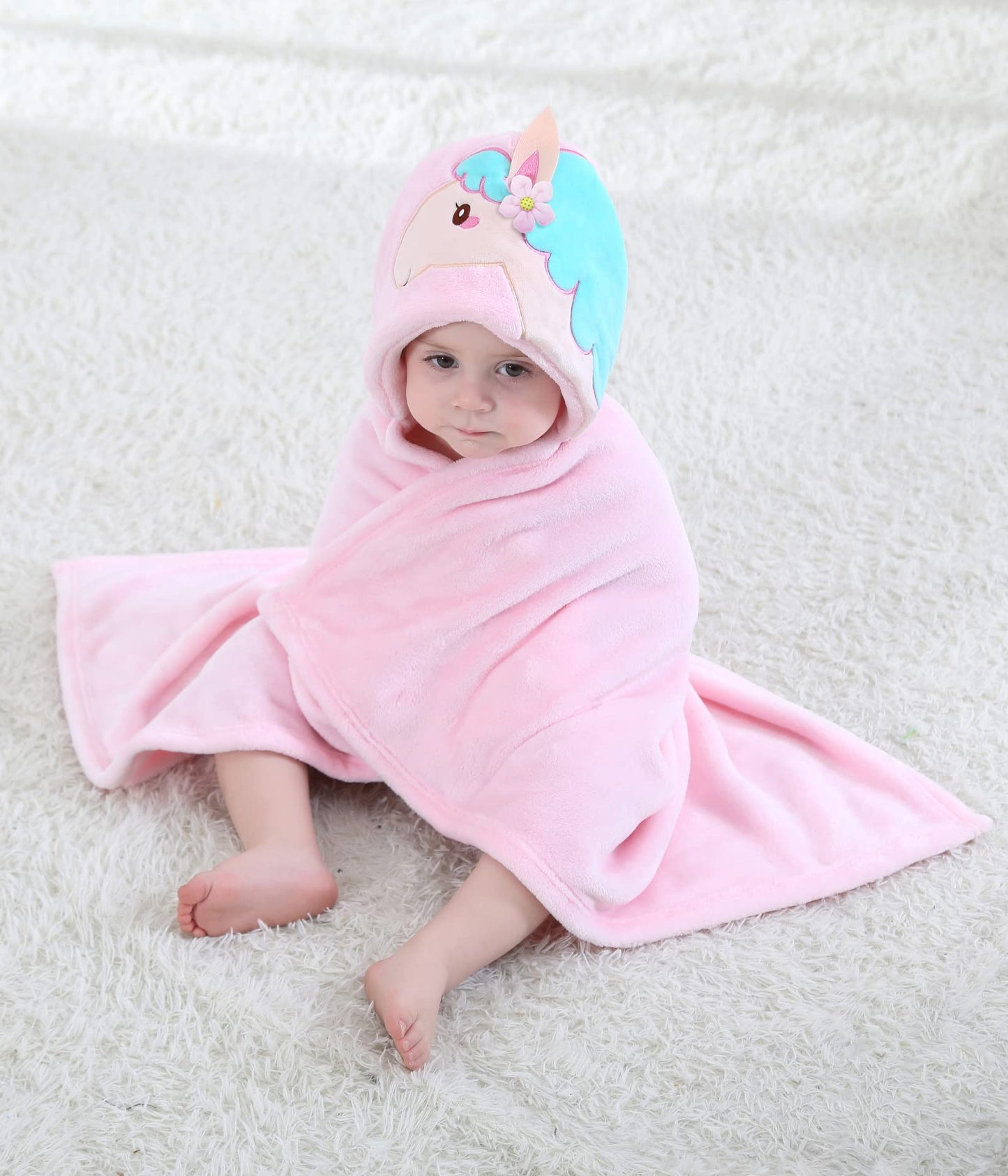 Doladola Baby Decke Babys Tier Design，Flanell Kinder Decke Kapuzenhandtuch für Mädchen und Jungen，Baby Kapuze Badeponcho Kinder Warm（gelbe Ente）