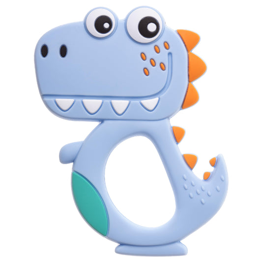 Akuku Baby Teething Ring Cooling Teething Aid Made of BPA Free Silicone Teething Toy for Girls and Boys, Grip Ring, Teething Toy, Dinosaur Baby Toy, Dino Blue
