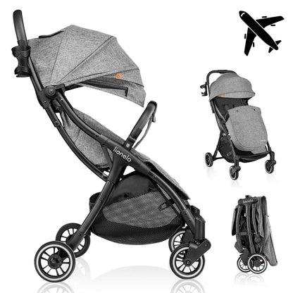 LIONELO Julie One Buggy Pushchair up to 22 kg, Adjustable Backrest and Footrest, Mosquito Net, Leg Warmer, Drink Holder and Transport Bag, Foldable