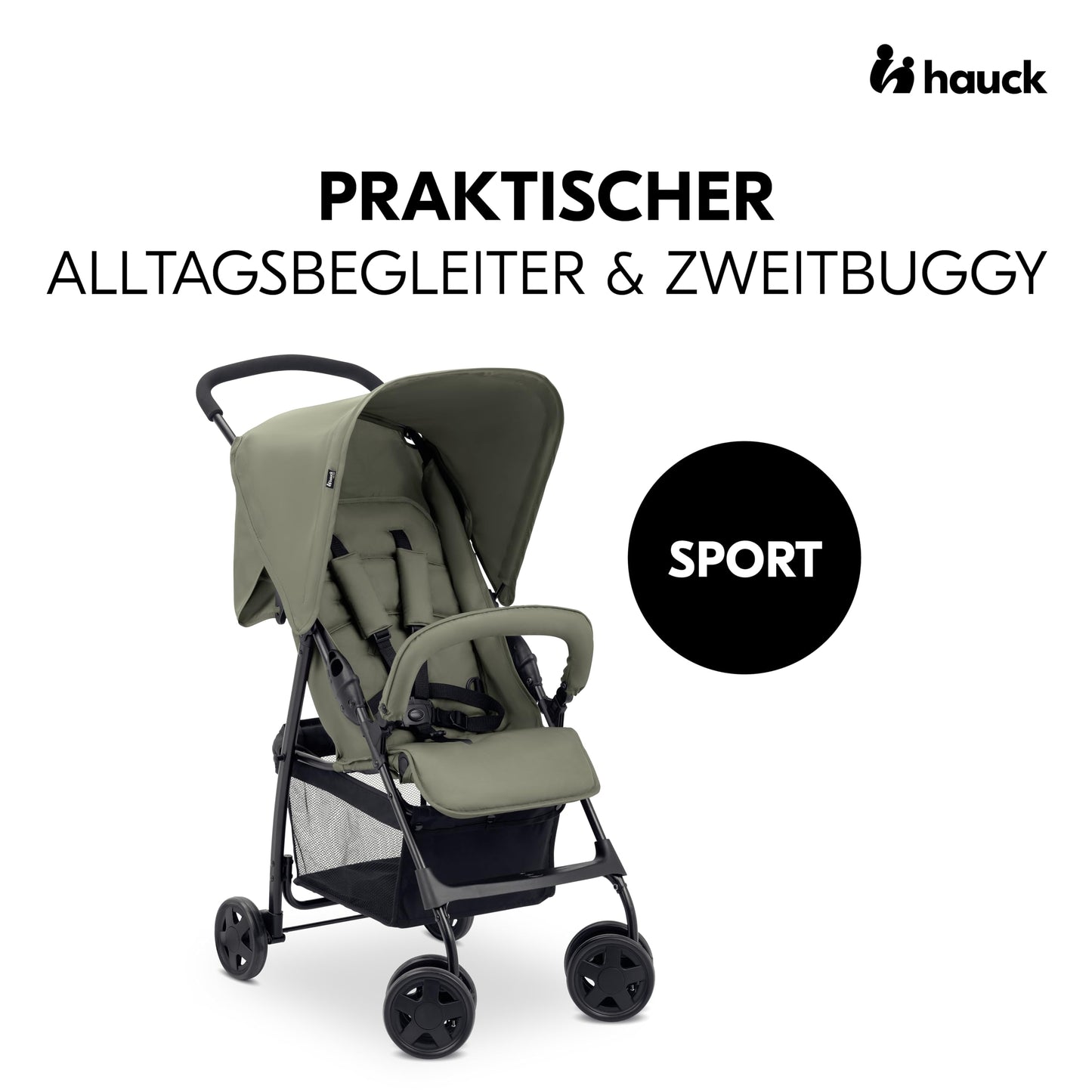Hauck Lightweight Stroller up to 18 kg with reclining function from birth, small foldaway, sun canopy, large basket - Meloni2