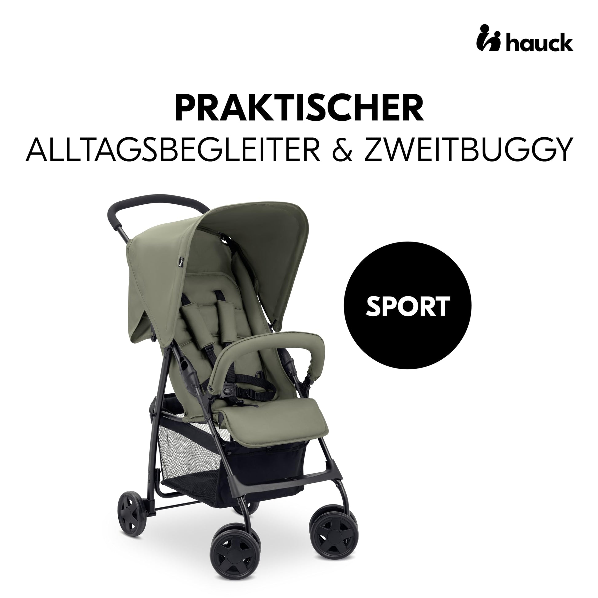 Hauck Lightweight Stroller up to 18 kg with reclining function from birth, small foldaway, sun canopy, large basket - Meloni2