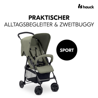 Hauck Lightweight Stroller up to 18 kg with reclining function from birth, small foldaway, sun canopy, large basket - Meloni2