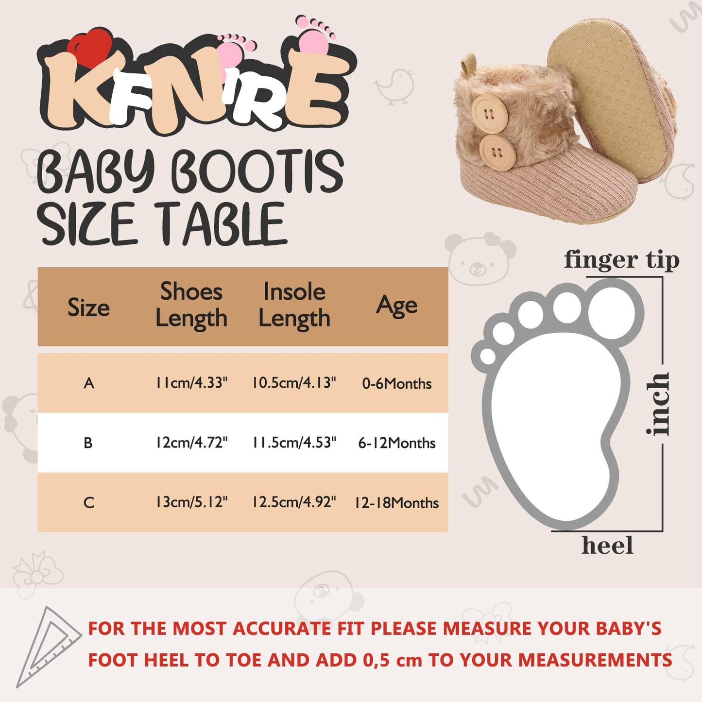 Newborn Warm Winter Booties, Organic Cotton Lining and Non-Slip Stripes, Booties, Sock Shoes for Winter with Soft Sole, Crawling Shoes, Size 0 - 18 Months, Baby Boys and Girls, Prewalker and Toddler Shoes