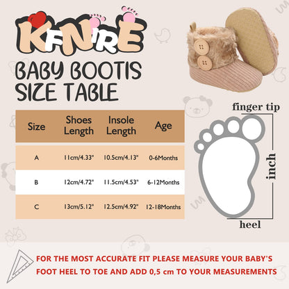 Newborn Warm Winter Booties, Organic Cotton Lining and Non-Slip Stripes, Booties, Sock Shoes for Winter with Soft Sole, Crawling Shoes, Size 0 - 18 Months, Baby Boys and Girls, Prewalker and Toddler Shoes