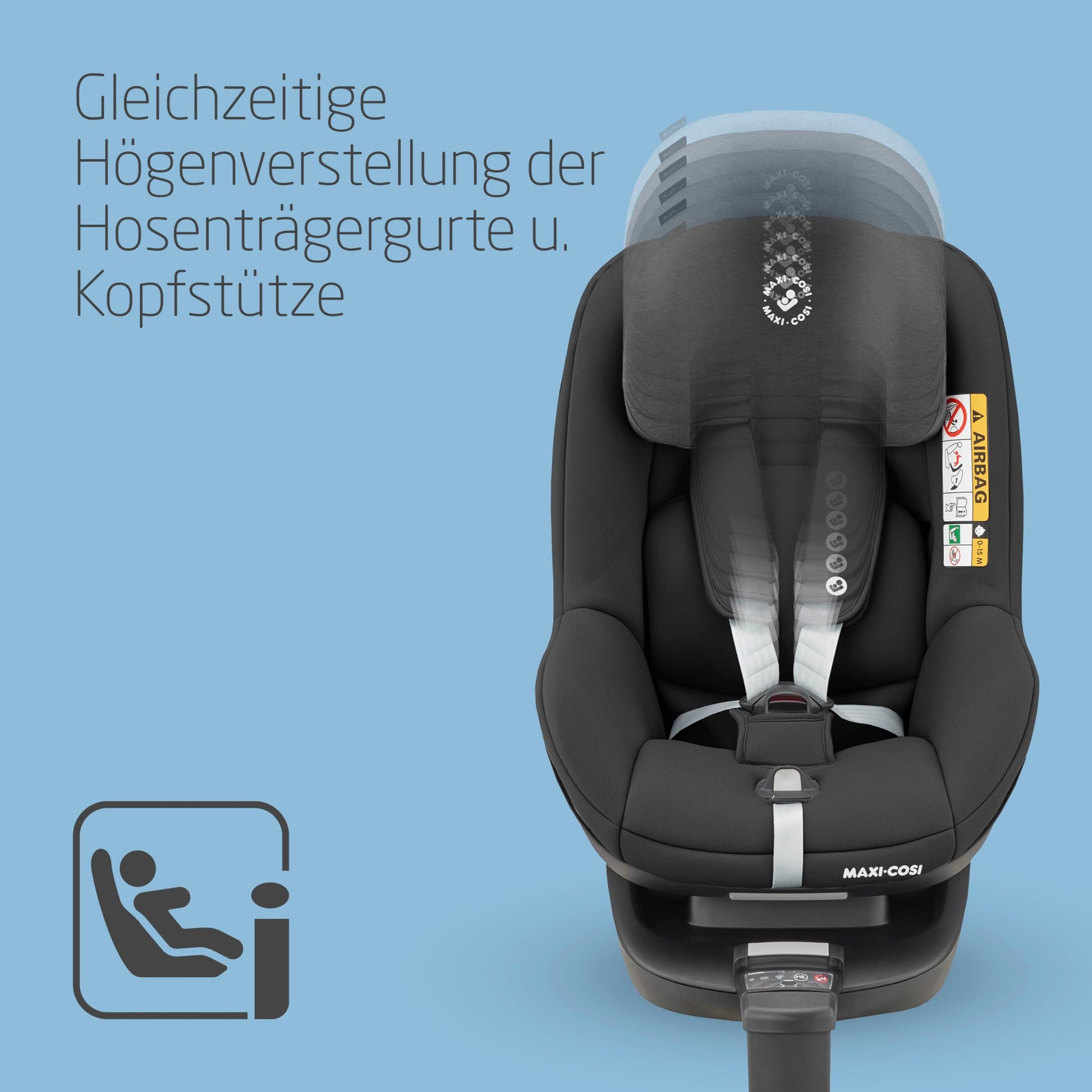 Maxi-Cosi Pearl Pro² i-Size, Kleinkinderautositz, ISOFIX, Rückwärtsgerichteter Autositz, Gruppe 1, Ab ca. 6 Monate bis 4 Jahre, 67 bis 105 cm, Authentic Black - Meloni2