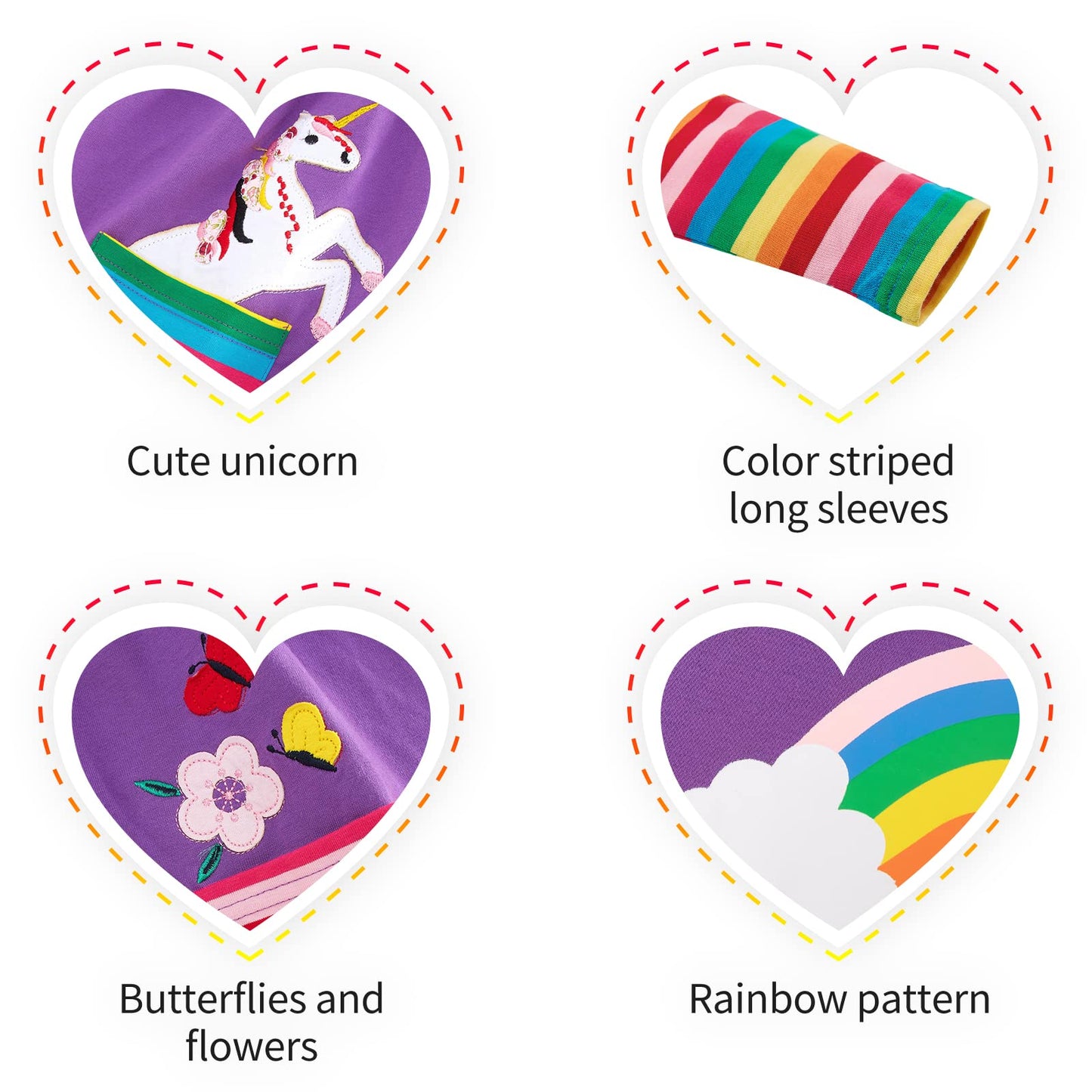 SFreeBo Girls Dresses Unicorn Rainbow Dress Kids Girls Gift Cotton Colourful Dresses for Girls 104 110 116 122 128