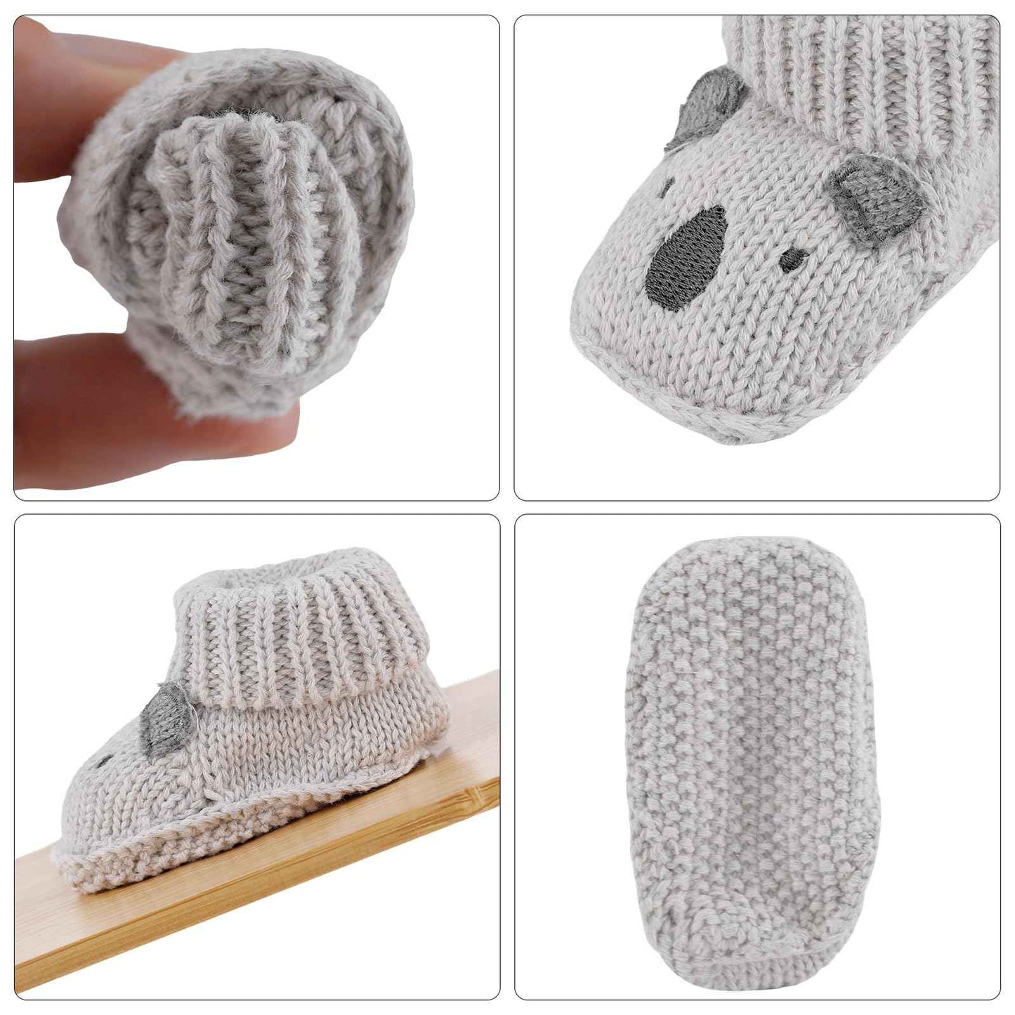 LACOFIA 2 Pairs Newborn Knitted Baby Shoes Soft Baby Boys Girls Ankle Boots 0-3 Months