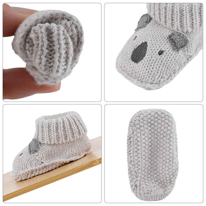 LACOFIA 2 Pairs Newborn Knitted Baby Shoes Soft Baby Boys Girls Ankle Boots 0-3 Months