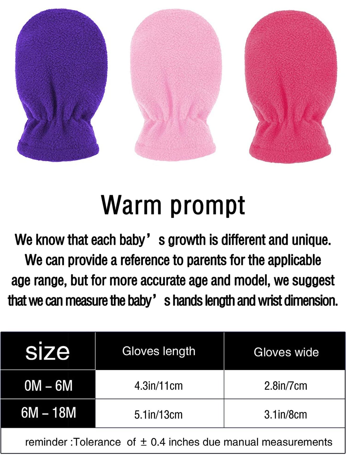 Boyiee 3 Pairs Newborn Baby and Toddler Winter Mittens Gloves Fleece
