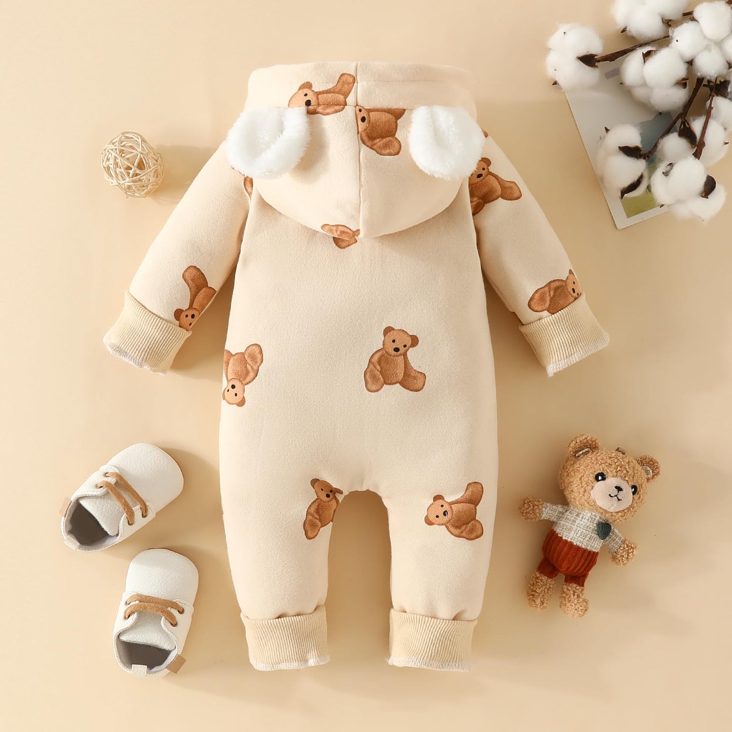 Baby Strampler Neugeborenen Herbst Winter Overall Kleinkind Tier Kostüm Overall mit Kapuze Langarm Bodysuit für Baby Mädchen Jungen Kuscheln
