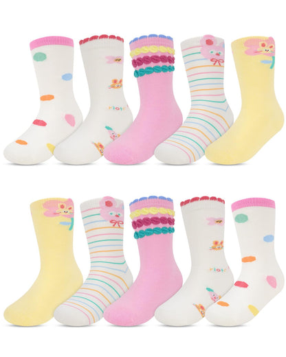 Kyopp 10 Paar Socken Kinder Mädchen und Jungen Klassisch Socken Lustig Cotton Socken Crew Socks Winter/Sommer