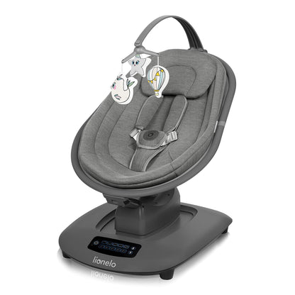 LIONELO BLOSSOM Elektrische Babywippe bis zu 9 kg Babyliege Verstellbare Rückenlehne Natürliches Schaukeln 5 Geschwindigkeiten Ergonomischer Sitz Bluetooth-Fernbedienung, 5 Melodien