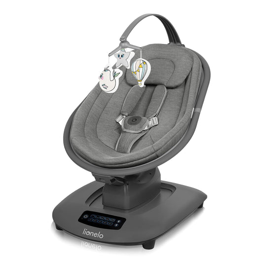 LIONELO BLOSSOM Elektrische Babywippe bis zu 9 kg Babyliege Verstellbare Rückenlehne Natürliches Schaukeln 5 Geschwindigkeiten Ergonomischer Sitz Bluetooth-Fernbedienung, 5 Melodien