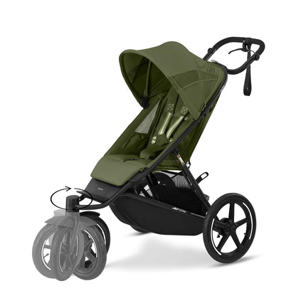 CYBEX Gold AVI SPIN Kinderwagen, Ab Geburt bis ca. 4 Jahre, Max. 111 cm und 22 kg, City-, All-Terrain-Kinderwagen, Moss Green