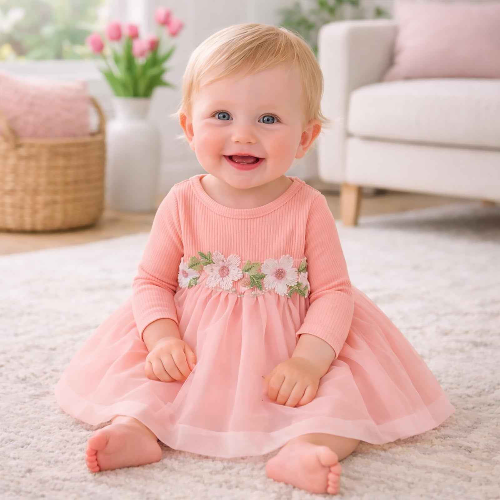 Toddler Baby Girl Dress and Cardigan Set Long Sleeve Cotton Princess Tutu Dresses with Outfits Coat