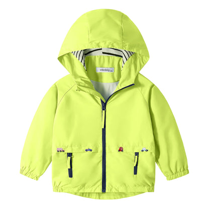 Volunboy Baby Hooded Jackets, Boys Long Sleeve Windproof Coat Cartoon Print Jackets
