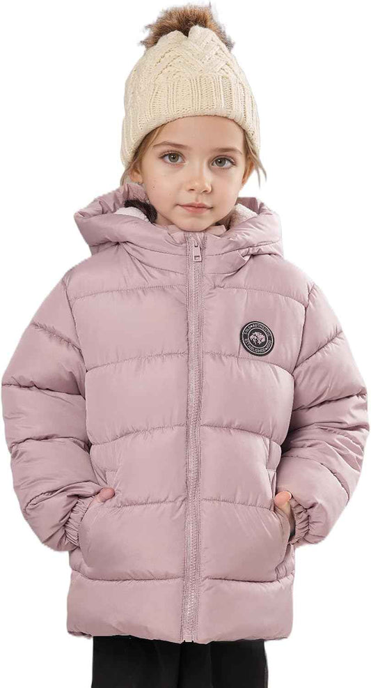 Sunny Sprout Winter Jacket with Hood for Toddlers, Heavy-Lined Puffer Jacket for Girls with Windproof Sleeves