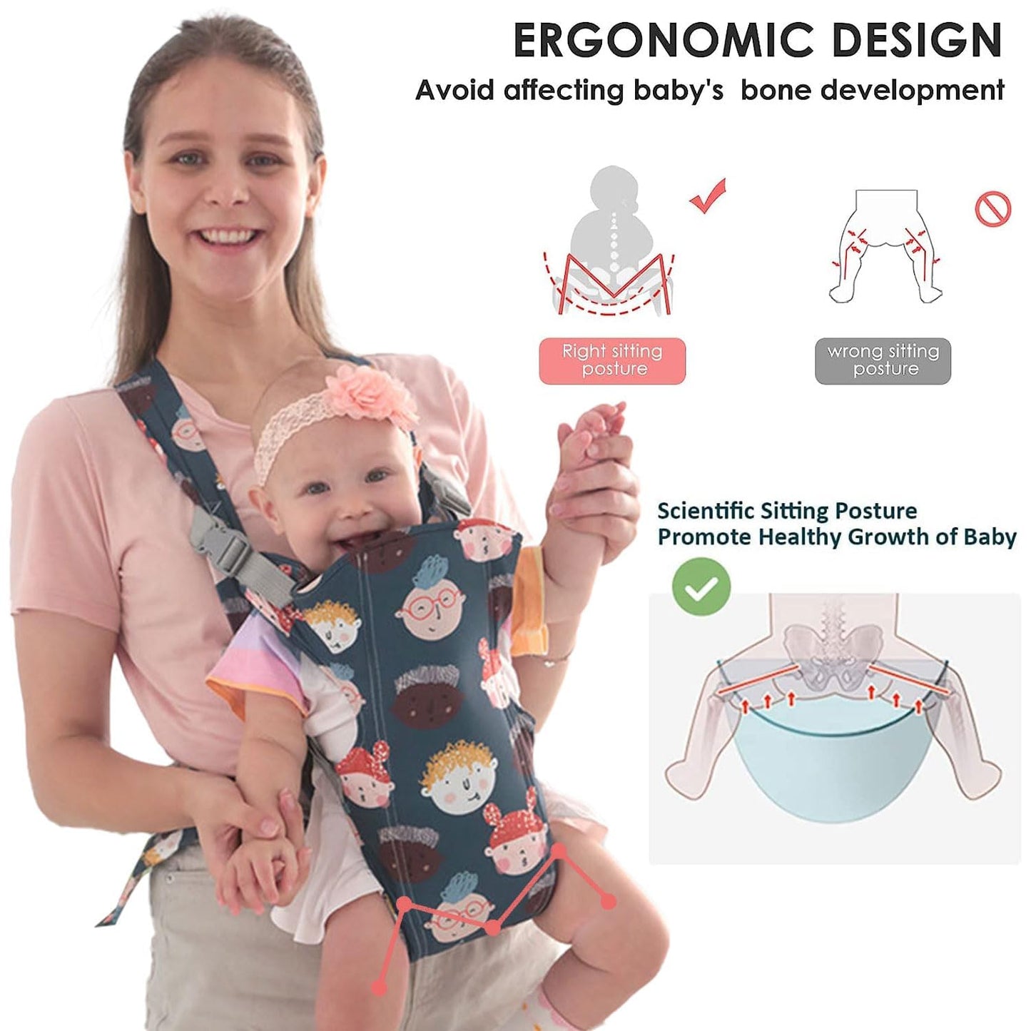 Babytrage,Babytrage Neugeborene ab Geburt,Tragetuch Baby Nugeboren,Atmungsaktive Baby Tragetuch,Babyrückentragen 0-15Kg,Neugeborene Verstellbare Babytrage