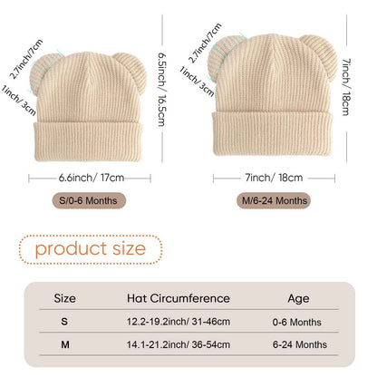 DRESHOW Toddler Beanie Baby Winter Hats Baby Soft Knitting Cute Bear Ears Hat for Boys Girls Warm Hat Hats for 0 Months - 24 Months